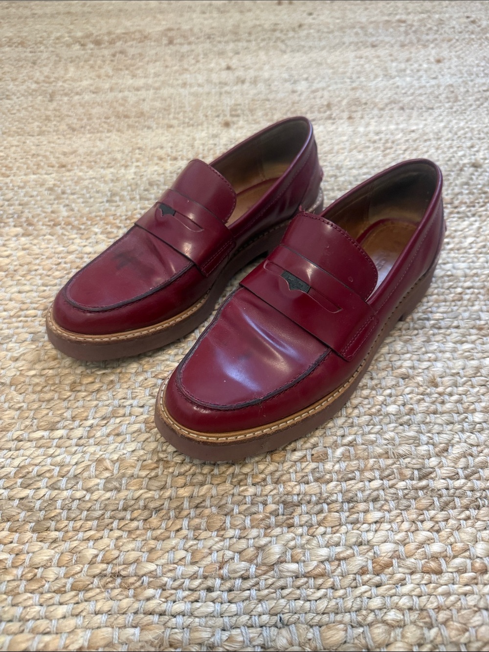 Coach Red Leather Penny Loafers for women
